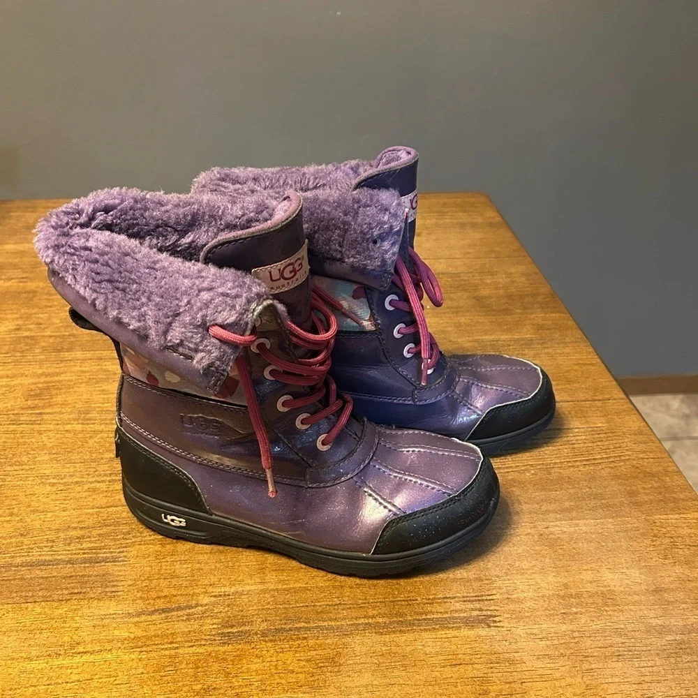 UGG Australia Girl’s Purple Rubber Sole Winter Boots Waterproof Girls 5